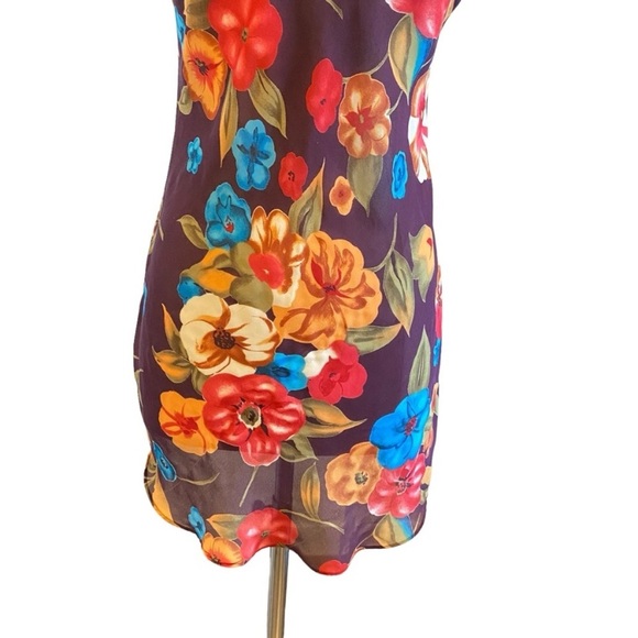 Vintage Floral Slip Dress V Neck Spaghetti Strap Mini - Picture 3 of 11
